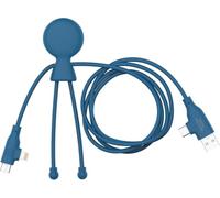 Xoopar Cavo multi connettore 3 in 1, lungo cavo di ricarica rapida, 1 m20 - 60 W di potenza, porta USB tipo C Lightning - compatibile con tutti gli smartphone Mr Bio Long Fast Blu
