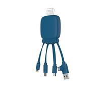 Xoopar Cavo Multi Connettore - Caricatore Universale Hub 4 in 1 USB-C,USB,Lightning,Micro USB e Batteria Esterna da 3000 mAH in Plastica Riciclata - Gamma Blu