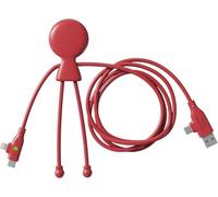 Xoopar Cavo Multi USB 3 in 1 - Cavo di Ricarica Rapida Lungo 1,20 m - Potenza 60W - Porte USB, USB-C e Lightning - Compatibile con Tutti Gli Smartphone - Mr Bio Long Fast Rosso