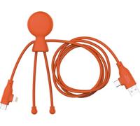 Xoopar Cavo Multi USB 3 in 1 - Cavo di Ricarica Rapida Lungo 1,20 m - Potenza 60W - Porte USB, USB-C e Lightning - Compatibile con Tutti Gli Smartphone Mr Bio Long Fast Arancione