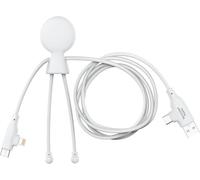 Xoopar Cavo Multi USB 3 in 1 - Cavo di Ricarica Rapida Lungo 1,20 m - Potenza 60W - Porte USB, USB-C e Lightning - Compatibile con Tutti Gli Smartphone Mr Bio Long Fast Bianco