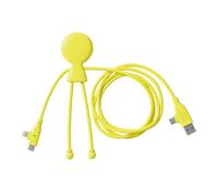 Xoopar Cavo Multi USB 3 in 1 - Cavo di Ricarica Rapida Lungo 1,20 m - Potenza 60W - Porte USB, USB-C e Lightning - Compatibile con Tutti Gli Smartphone Mr Bio Long Fast Giallo