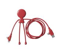 Xoopar Cavo Multi USB 3 in 1 - Cavo di Ricarica Rapida Lungo 1,20 m - Potenza 60W - Porte USB, USB-C e Lightning - Compatibile con Tutti Gli Smartphone - Mr Bio Long Fast Rosso