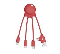 Xoopar Cavo multi USB 4 in 1 a forma di polpo caricatore universale in plastica riciclata dagli oceani Octopus OBP Rosso
