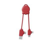 Xoopar Cavo Multi USB 4 in 1 - Caricatore Universale con Connettori Lightning, USB-C e Micro - Ideale per Caricare Smartphone, Auricolari, Tablet OctoMini Rosso
