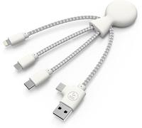 Xoopar - Cavo Octopus Multi 4 in 1 - Caricatore Universale In Plastica Riciclata - usb, USB-C, Lightning - Compatibile Con Tutti Gli Smartphone - Mr Bio Bianco
