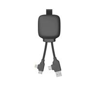 Xoopar Gamma Lite Cavo USB 4 in 1 + Batteria Esterna 3000 mAh - Nero | Cavo 4 in 1 e batteria esterna 3000 mAh in uno: USB-C, Lightning e Micro USB - plastica riciclata