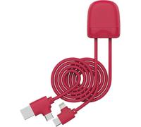 Xoopar Ice-Cable - Cavo di ricarica multi-USB, USB-C, Lightning da 1 metro con trasferimento dati per smartphone Iphone, Samsung, Huawei, Xiaomi, Wiko, LG, tablet - Rosso