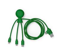 Xoopar - Mr Bio 1 m Cavo Multi 4 In 1 A Forma Di Polpo Verde - Caricabatterie Universale In Plastica Riciclata - Presa USB-C, Lightning, Micro USB Per Smartphone