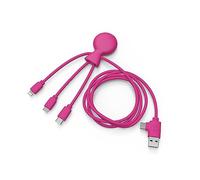 Xoopar Mr Bio 1m Multi USB 4in1 Cavo Octopus Rosa Caricabatterie universale Progettato con materiali ecocompatibili Spina USB universale per smartphone