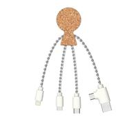 Xoopar Mr Bio 4in1 Cavo Multi USB A Forma Di Polipo In Sughero - Caricabatterie Con Materiale In Sughero USB Universale Per Smartphone Apple iPhone Samsung Google Huawey Xiaomi OnePlus LG Kindle