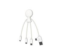 Xoopar Mr Bio Smart Cavo Multi USB 4 in 1 con NFC - Bianco | Cavo 4 in 1 con funzione NFC: USB-C, USB, Micro USB e Lightning - compatibile iPhone, Samsung, Xiaomi