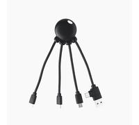 Xoopar Octopus - Cavo Multi USB 4 in 1 Caricatore Universale in Plastica Riciclata Ocean - Spine USB, USB-C, Lightning, Micro USB - Compatibile Con Tutti Gli Smartphone - Octopus OBP Nero