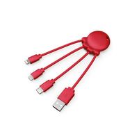 Xoopar - Octopus Eco - Caricabatterie universale 4 in 1 a forma di polipo, progettato con materiali ecologici Micro USB, USB, Lightning, USB Plug universale per Smartphone