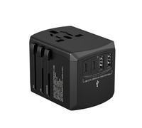 Xoopar Tripper Adattatore da Viaggio Universale 150 Paesi 4 USB - Nero | Adattatore tutto in uno con 2 porte USB-A e 2 USB-C - compatibile con oltre 150 paesi