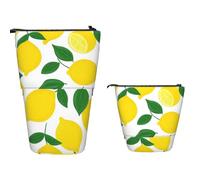 XOPEKVLAWM Astuccio in piedi Grande Capacità Stand Up Pencil Pouch Carino Telescopico Matita Sacchetto Pop Up Matite Holder Giallo Limone Penna Titolare Portatile Trucco Borsa Organizzatore da