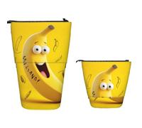 XOPEKVLAWM Astuccio in piedi Grande Capacità Stand Up Pencil Pouch Carino Telescopico Matita Sacchetto Pop Up Matite Holder Giallo Banana Pen Holder Portatile Makeup Bag Organizzatore da scrivania per