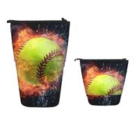 XOPEKVLAWM Astuccio in piedi Grande Capacità Stand Up Pencil Pouch Carino Telescopico Matita Sacchetto Pop Up Matite Holder Giallo Banana Pen Holder Portatile Makeup Bag Organizzatore da scrivania per