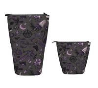 XOPEKVLAWM Astuccio in piedi Grande Capacità Stand Up Pencil Pouch Carino Telescopico Matita Sacchetto Pop Up Matite Holder Giallo Banana Pen Holder Portatile Makeup Bag Organizzatore da scrivania per
