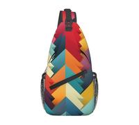 XOPEKVLAWM Borsa a tracolla a tracolla con mongolfiera che vola sopra il tetto Borsa a tracolla Borsa a tracolla Borsa a tracolla Viaggi Escursionismo Daypack, Geometrico Colorato Minimalista, Taglia