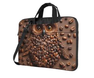 XOPEKVLAWM Borsa per computer portatile antiurto copertura protettiva gufo chicco di caffè Custodia per laptop Borsa per il trasporto del computer, Nero , 15.6 inch