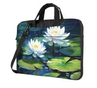 XOPEKVLAWM Borsa per laptop Custodia protettiva antiurto con acquerello di ninfee Custodia per laptop Borsa per il trasporto del computer, Nero , 15.6 inch