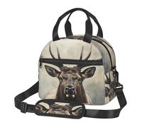 XOPEKVLAWM Borsa termica per il pranzo, riutilizzabile, con alce e opere d'arte, a prova di perdite, per il lavoro e il picnic