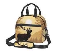 XOPEKVLAWM Borsa termica per il pranzo, riutilizzabile, con alce e opere d'arte, a prova di perdite, per il lavoro e il picnic