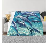 XOPEKVLAWM Coperta per divano, super morbida e accogliente, coperta ultra morbida con micro delfini artistici, per tutte le stagioni, in pile caldo e leggero, per divano, camera da letto, soggiorno