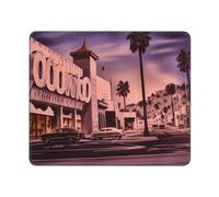 XOPEKVLAWM Tappetino per mouse con bordo cucito, impermeabile, con base in gomma antiscivolo, il vecchio tappetino per mouse di Hollywood, tappetino per scrivania per laptop, tappetino per mouse da