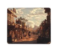 XOPEKVLAWM Tappetino per mouse impermeabile per computer, con base in gomma antiscivolo, motivo: West Cowboy Town, tappetino per mouse per laptop, ufficio, casa, 20 x 24 cm