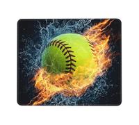 XOPEKVLAWM Tappetino per mouse impermeabile per computer, con base in gomma antiscivolo, softball, palla da baseball sul fuoco e sull'acqua, tappetino per mouse per laptop, ufficio, casa, 20 x 24 cm