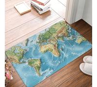 XOPEKVLAWM Zerbino antiscivolo di benvenuto, lavabile, con mappa del mondo, zerbino da cucina, per ingresso, assorbente, per interni ed esterni, per camera da letto, cucina, portico, 60 x 40 cm