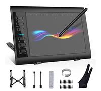 XOPPOX Tavoletta grafica da disegno 25,4 x 15,4 cm, grande area attiva con 8192 livelli di penna senza batteria e 12 tasti di scelta rapida, compatibile con PC/Mac/Android OS per pittura, design e