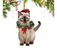 XOrnements D'animaux De Noël - Décorations En Acrylique De 3,15 Pouces | Figurines De Vacances En Acrylique - Ornement De Noël En Forme De Chat Mignon - Pièce De Décoration Festive 2D Pour Arbre, Tabl