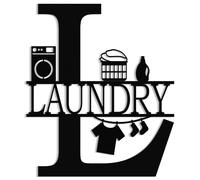 XORT Cartello decorativo per lavanderia, in metallo, stile vintage, per casa, cucina, bagno, da appendere (30,5 x 35,6 cm, nero, cartello lavanderia)