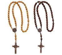 Xotectrix 2 Pezzi Collana Rosario Croce Cattolica, Accompagnati da una Croce di Gesù e da una Medaglia di San Benedetto, Alla Comunione, alla Conferma e alla Messa