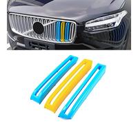 Xotic Tech Sweden Flag Color Tri Grille Insert Trims Strips, Front Center Kidney Grilles Compatible with Volvo XC90 Pre-LCI 2nd Gen 2016-2019 (17 Beams)