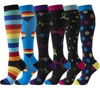 xotoa Calzini sportivi a compressione sopra il ginocchio da uomo e da donna, antiscivolo e assorbenti del sudore(Rainbow Medical Star Map,S/M)