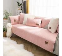 xotoa Copridivano in Lana d'Agnello, Universale for 1/2/3/4 Posti, Copridivano Angolare A Forma di L, Base in Silicone Antiscivolo(Pink,70x70cm)