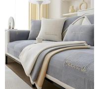 xotoa Copridivano Scozzese Ricamato Antiscivolo. Realizzato in Tessuto a Pelo Corto, Cambia Facilmente Lo Stile del Tuo Arredamento Domestico(Grey,43.3x63 in/110x160cm)