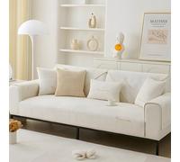 xotoa Copridivano Scozzese Ricamato Antiscivolo. Realizzato in Tessuto a Pelo Corto, Cambia Facilmente Lo Stile del Tuo Arredamento Domestico(off White,43.3x82.7 in/110x210cm)