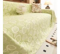 xotoa Copridivano Trapuntato in Cotone Lavato, Adatto for Posti for 1/2/3/4 Persone, Coperta Antiscivolo for Divano, Proteggi Divano for Animali Domestici E Familiari(Green,230 * 420cm)