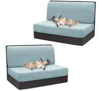 xotoa Copritavolo e coprisedie for Camper - Tessuto Jacquard Elasticizzato, Set da Due Pezzi, Adatti ai sedili dei Camper(Light Blue,2pcs)