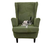 xotoa Set di Due Pezzi di Fodere Elastiche for Schienale ad Ala, realizzate in Tessuto a Maglia, Adatte for sedie Alte 95-100 cm(Green)