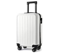xotoa Valigia trolley con ruote universali in materiale PP, con cerniera e lucchetto a combinazione, tinta unita, for il tempo libero(White)