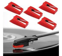 XOUDKE 5 Pezzi Testina e Puntina di Ricambio Rubino per Giradischi & Sistema Hi-Fi Cartucce per 33 45 e 78 Giri/min Lettore di Dischi Fonografici LP (Rosso)