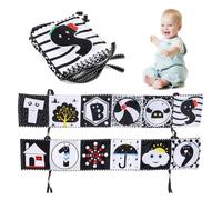 XOUDKE Libro Sensoriale Bianco e Nero per Neonati 0-12 Mesi, Giochi Montessori Tummy Time, Regalo per Neonato Maschio e Femmina, Sonaglio e Giochi Sensoriali