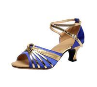 XOUSAEKM Scarpe da ballo latino da donna punta aperta moderna tango sala da ballo salsa pratica di danza prestazioni scarpe da ballo tacco medio sandali per le donne Arty cinturino alla caviglia tacco