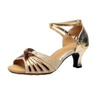 XOUSAEKM Scarpe da ballo latino da donna punta aperta moderna tango sala da ballo salsa pratica di danza prestazioni scarpe da ballo tacco medio sandali per le donne Arty cinturino alla caviglia tacco